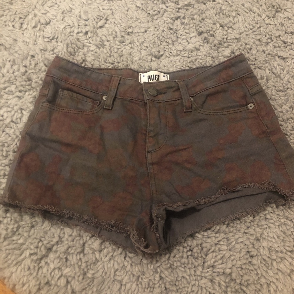 PAIGE floral denim shorts